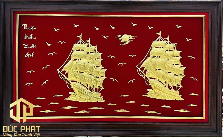Tranh Thuận buồm xuôi gió dát vàng tặng khai trương