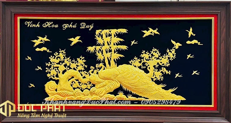 tranh chim công - vinh hoa phú quý